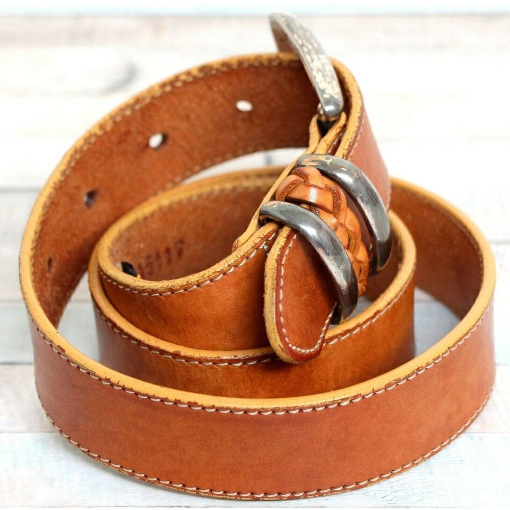 Brighton TAN BROWN GENUINE LEATHER 1 1/8"Wd CASUAL DRESS WOMEN'S BELT S/M (59A - Picture 5 of 10